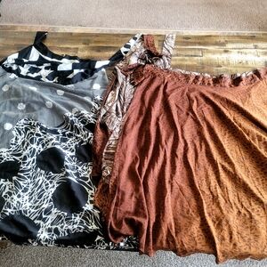1 Brown & 1Black Patterned Women's Skirt